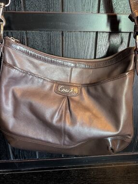 Coach Park Leather Duffle Convertible Chocolate Brown Leather Shoulder Bag